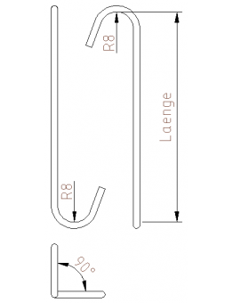 Štandardné háčiky č. CRR8  90° pootočené