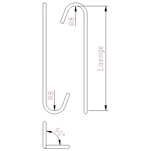 Štandardné háčiky č. CRR8  90° pootočené